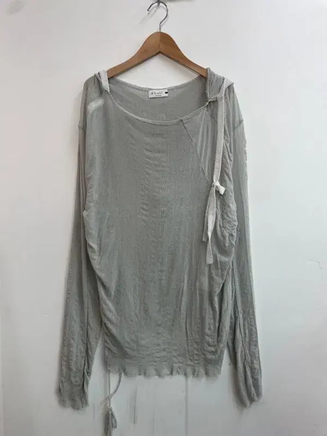 라지 에이시넥틱스 오버핏 후드 시스루 롱슬리브 그레이 상품이미지2