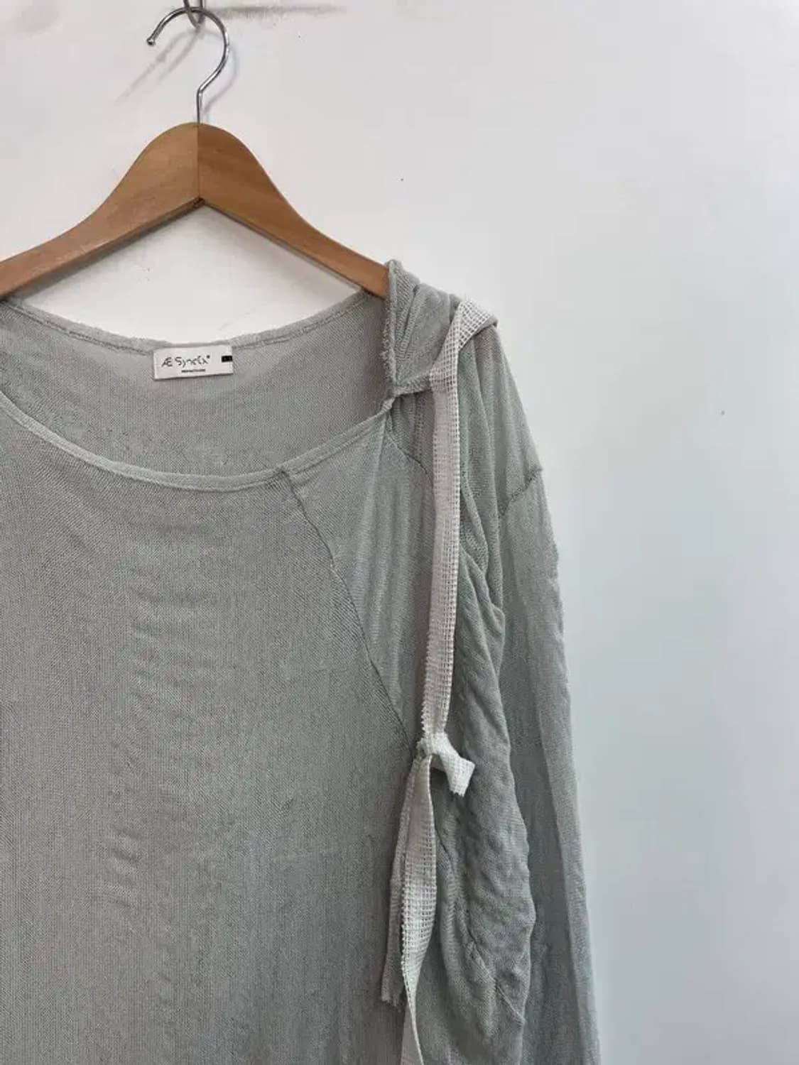 라지 에이시넥틱스 오버핏 후드 시스루 롱슬리브 그레이 상품이미지4