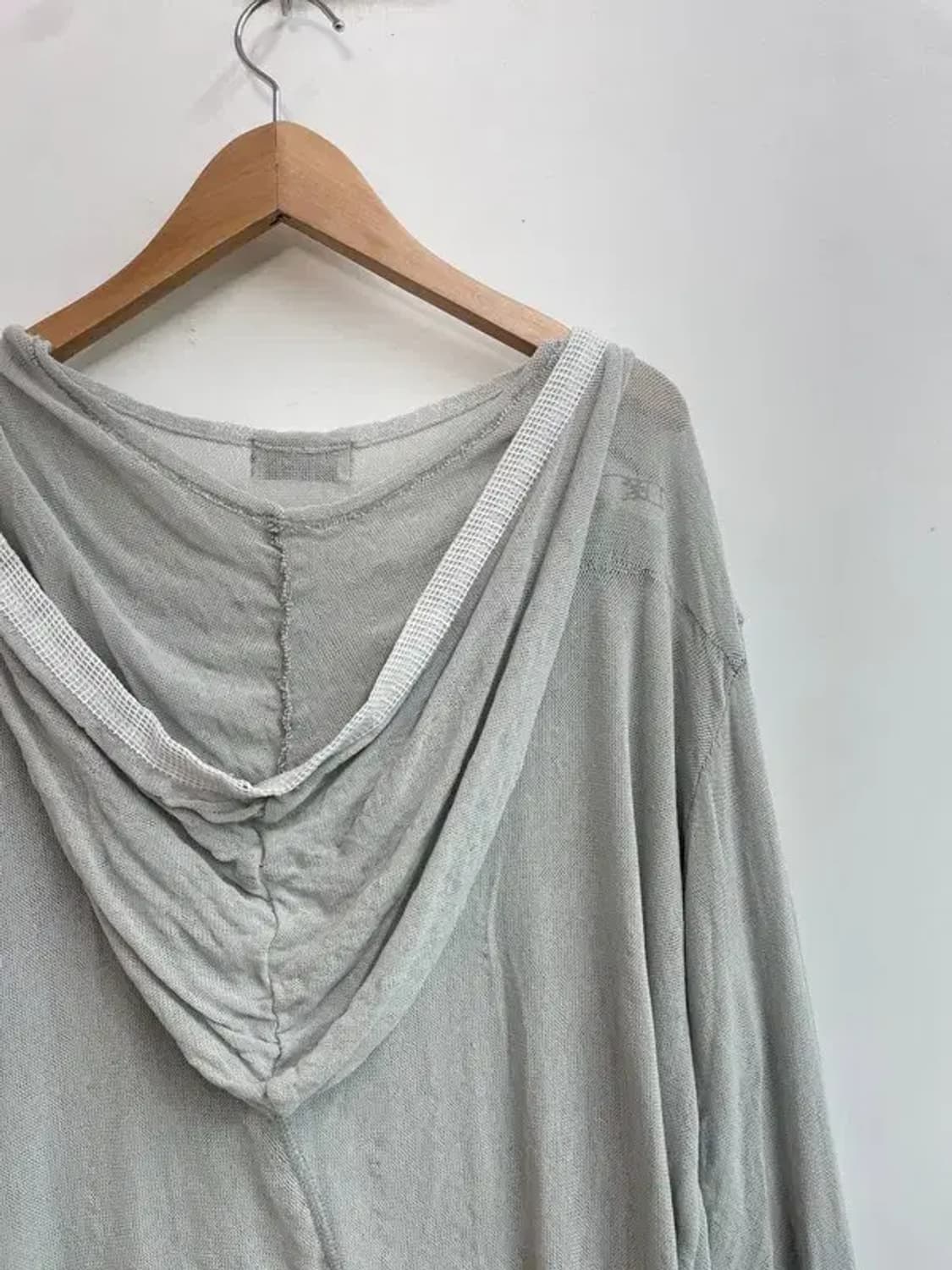 라지 에이시넥틱스 오버핏 후드 시스루 롱슬리브 그레이 상품이미지9