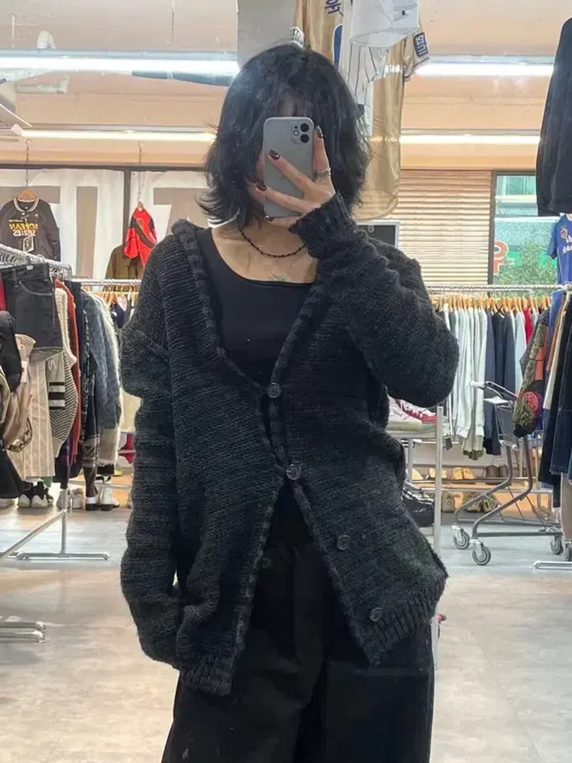 임페리얼 블랙라벨 JPN 차콜 그레이 숄 칼라 니트 가디건 상품이미지1