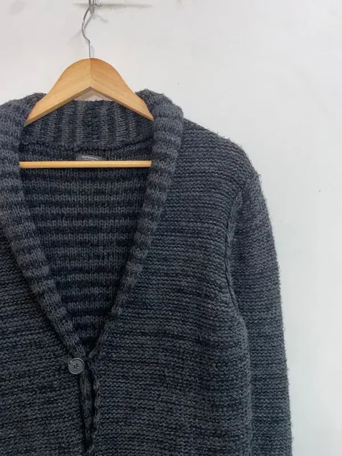 임페리얼 블랙라벨 JPN 차콜 그레이 숄 칼라 니트 가디건 상품이미지4