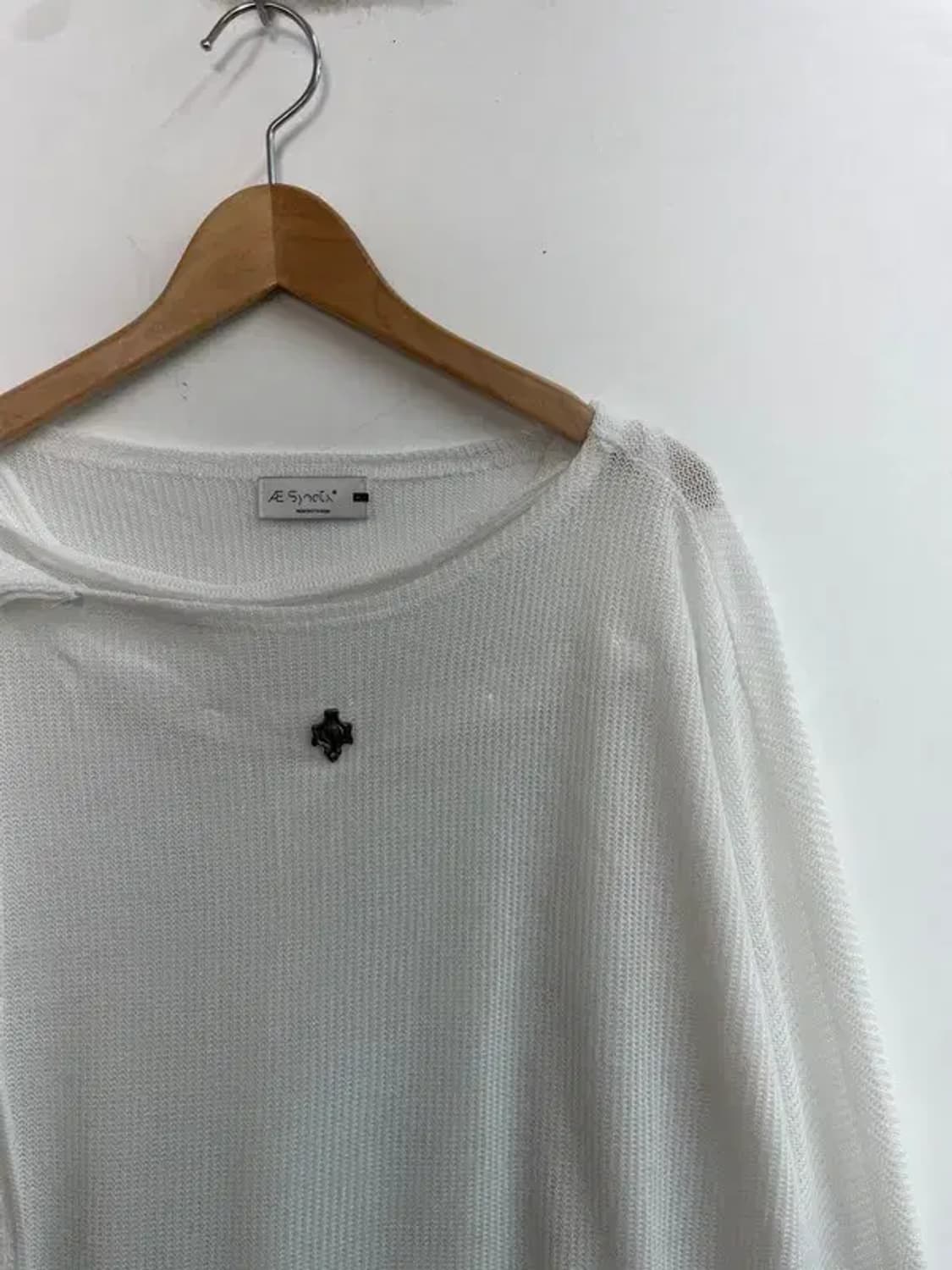 XL 에이시넥틱스 오버핏 여자 시스루 니트 화이트 상품이미지4