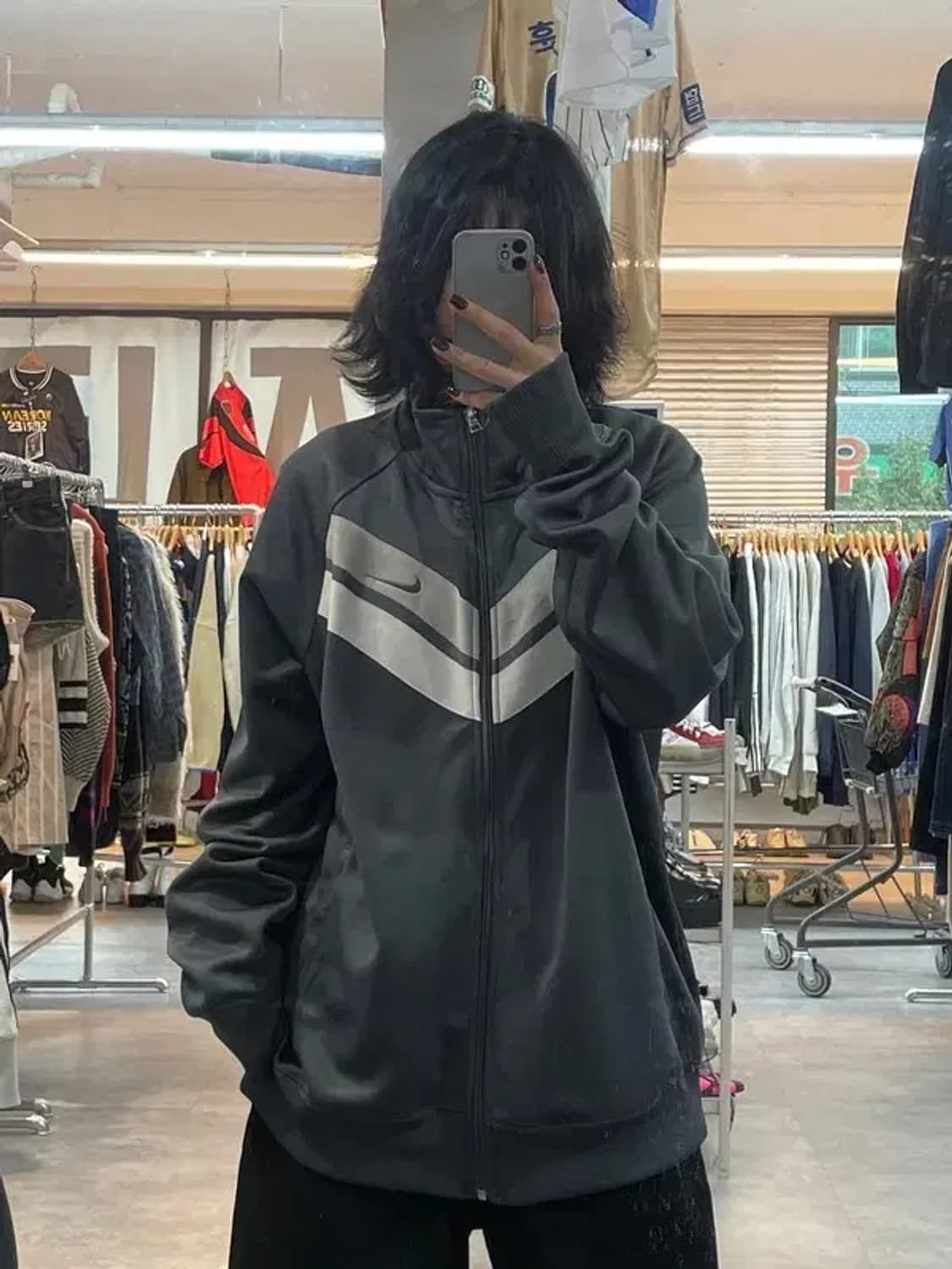 XL 나이키 남성용 라지 블랙 풀 집 트랙 재킷 그레이 상품이미지1