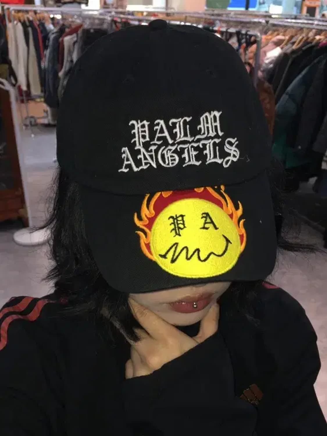 OS 팜 엔젤스 Palm Angels 버닝 헤드 볼캡 블랙 상품이미지1