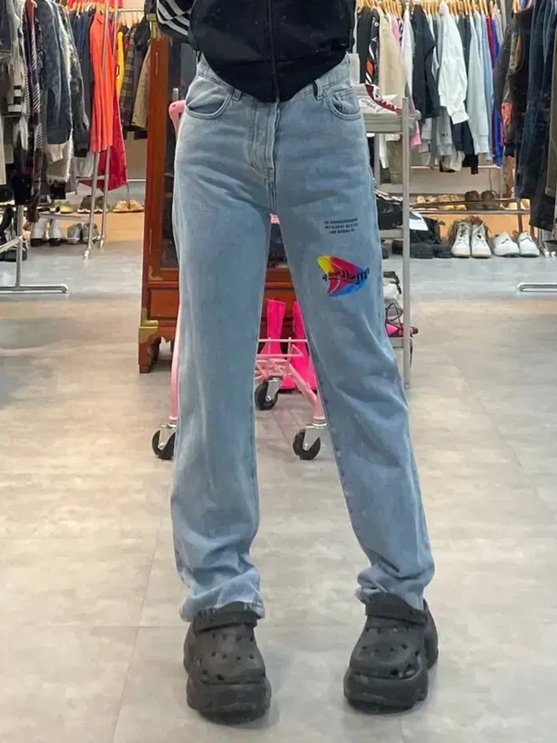 30 MSFTSrep 남성 로고 패치 스트레이트 진 중청 상품이미지1