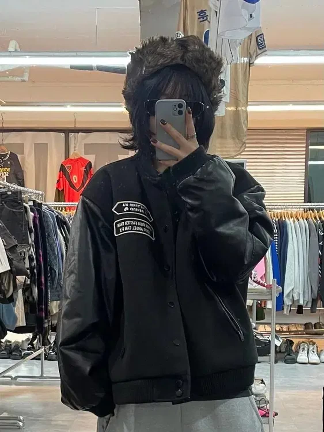 라지 리프레젠트 라지 오너스 클럽 바시티 자켓 블랙 상품이미지1