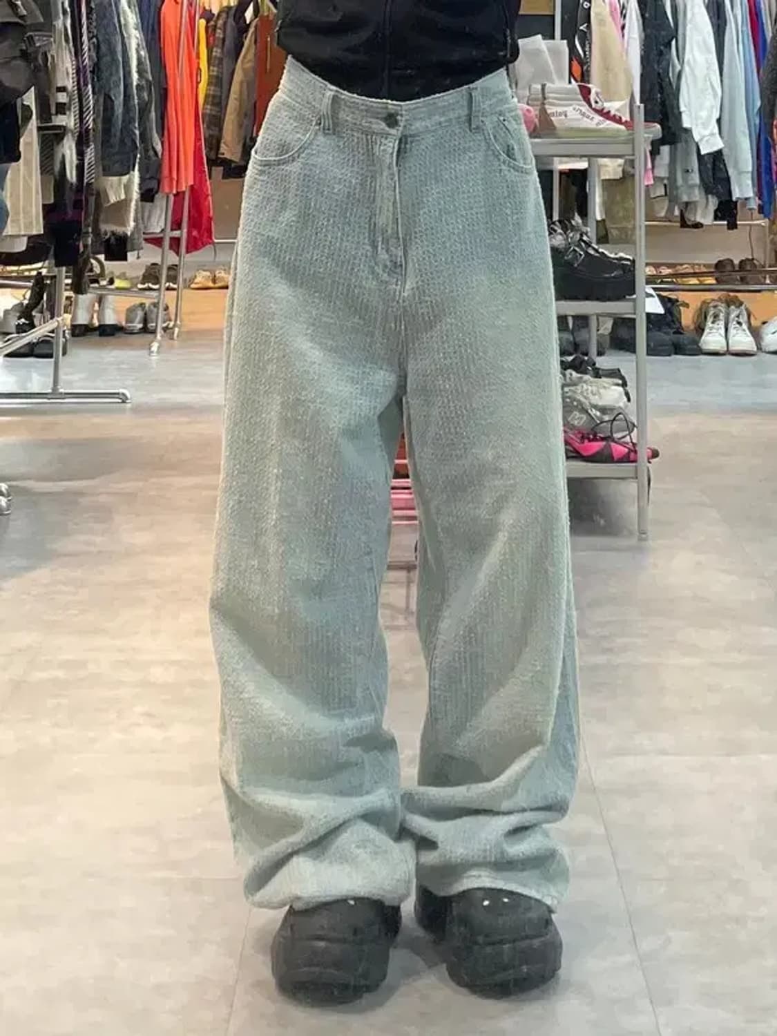 52 노이어 데미지 스트라이프 데님팬츠 상품이미지1