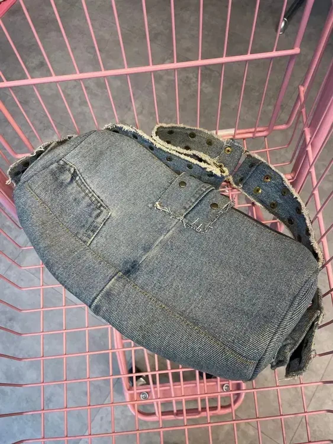 프리 미사용 빈티지 워싱 데님 여자 숄더백 상품이미지6