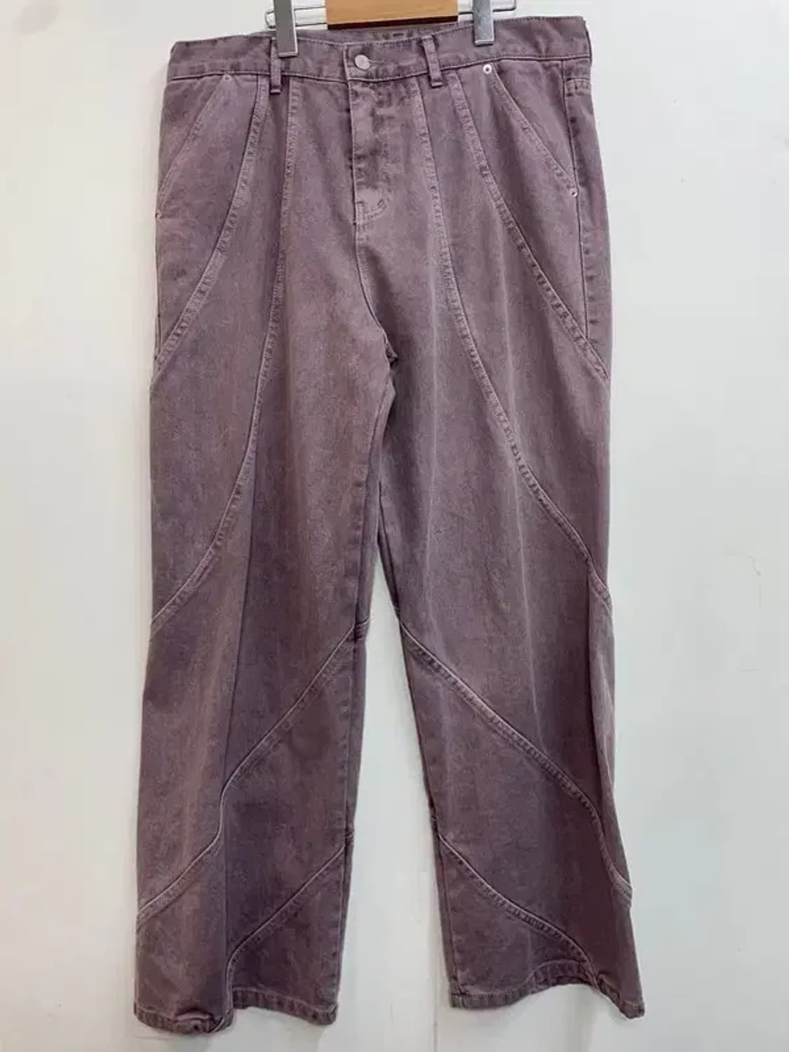라지 UNUSED LAB 웨이브 피그먼트 데님 팬츠 퍼플 상품이미지2