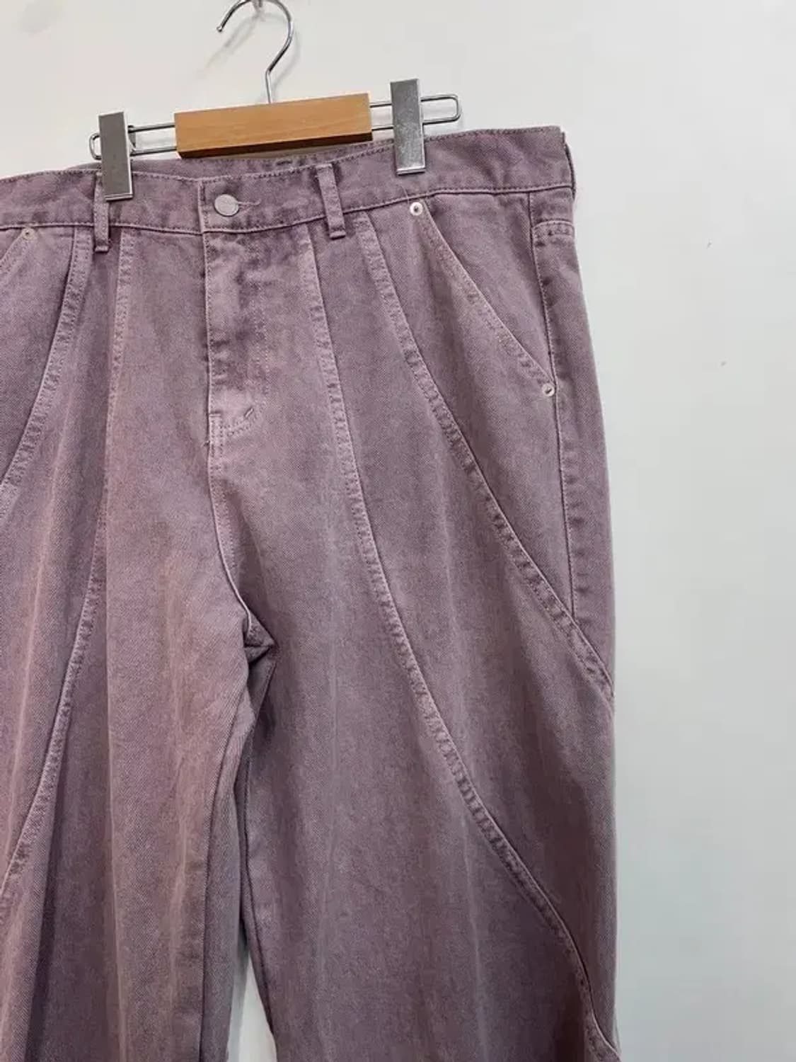 라지 UNUSED LAB 웨이브 피그먼트 데님 팬츠 퍼플 상품이미지4