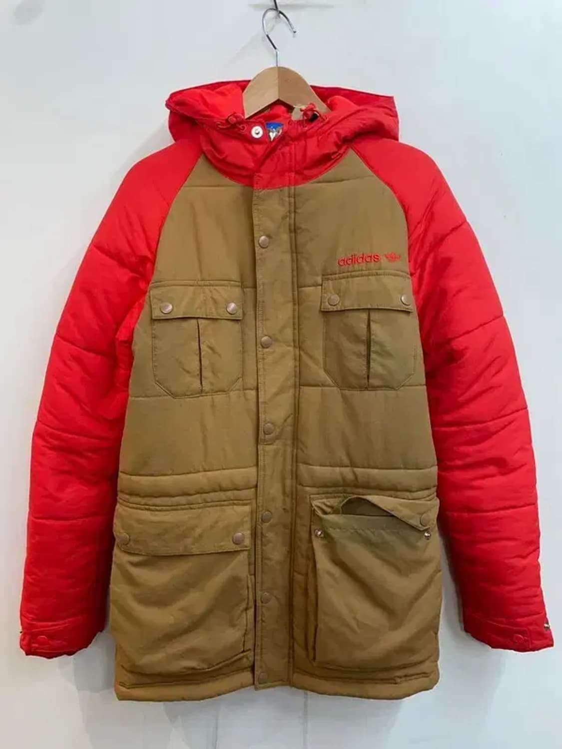 85 아디다스 컬러 블록 패딩 파카 브라운 올드스쿨 상품이미지2