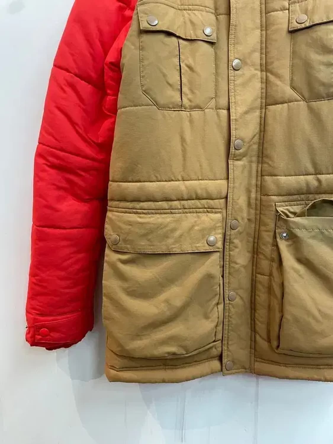 85 아디다스 컬러 블록 패딩 파카 브라운 올드스쿨 상품이미지3