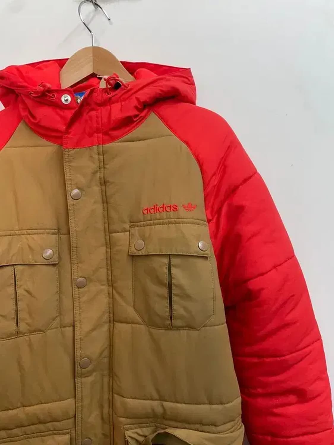 85 아디다스 컬러 블록 패딩 파카 브라운 올드스쿨 상품이미지4