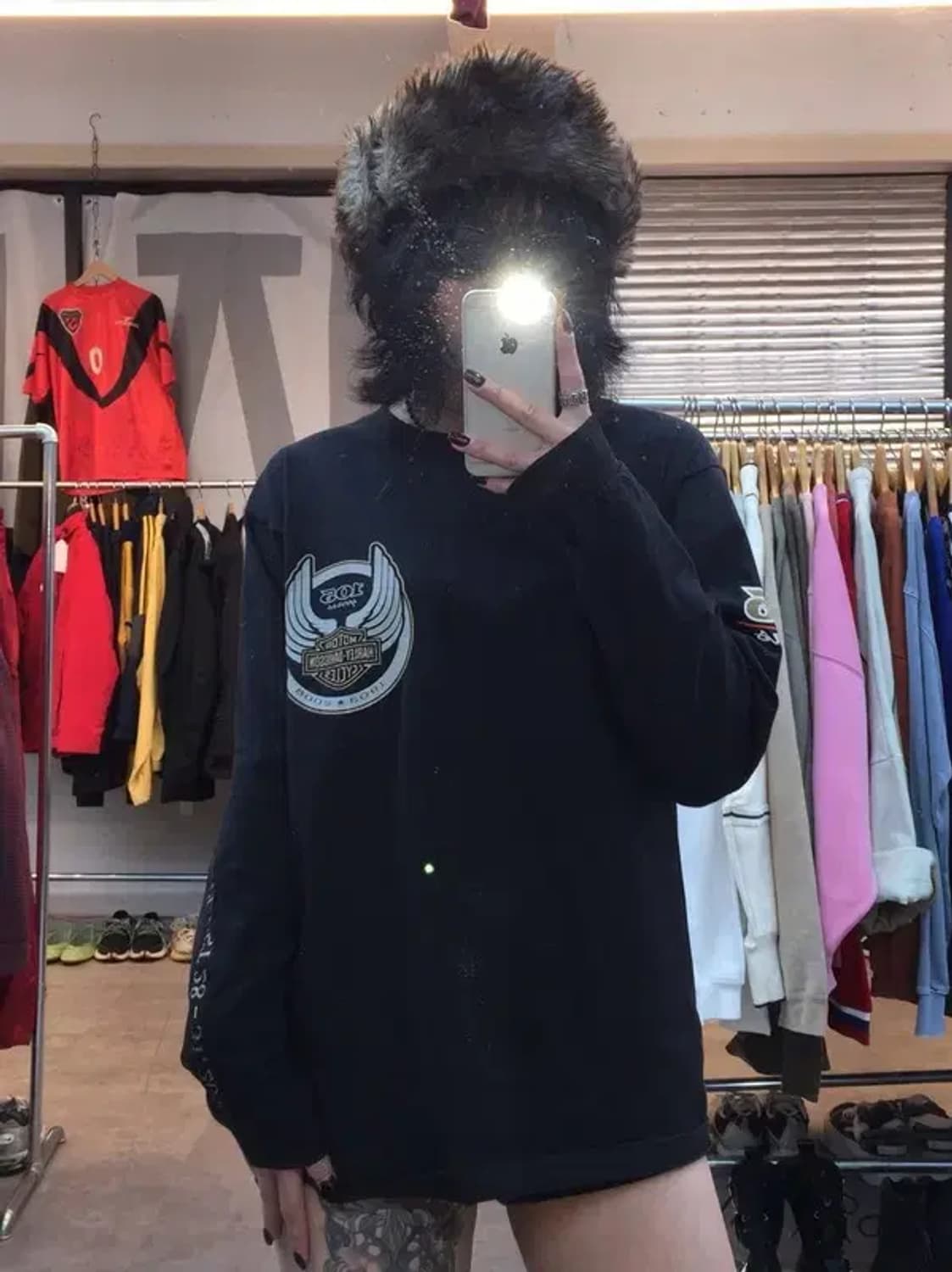 미디움 할리데이비슨 105 year 오버핏 블랙 긴팔티셔츠 상품이미지1