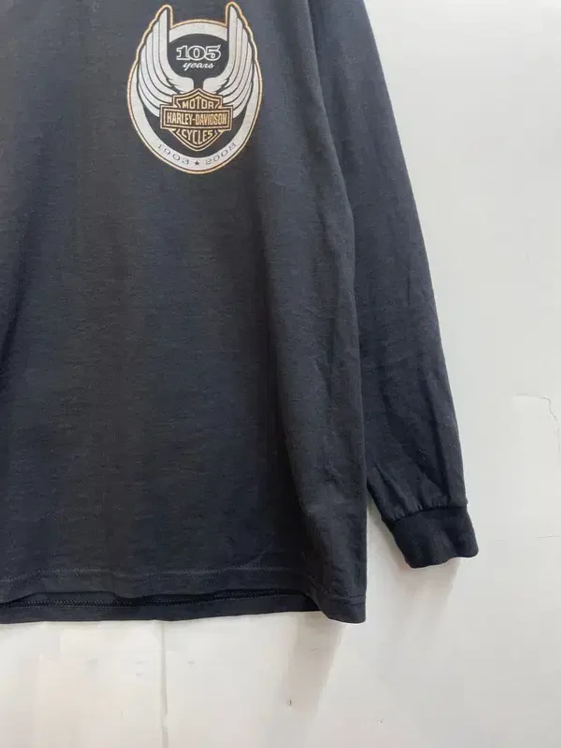 미디움 할리데이비슨 105 year 오버핏 블랙 긴팔티셔츠 상품이미지3