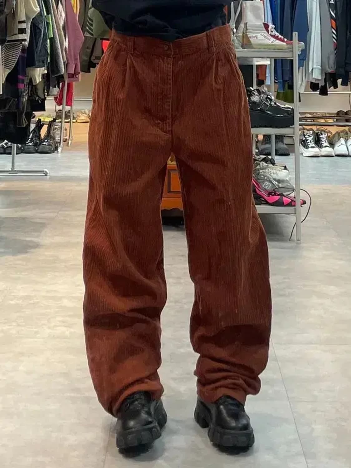 34인치 pm 코듀로이 와이드 팬츠 주황색 빈티지 상품이미지1