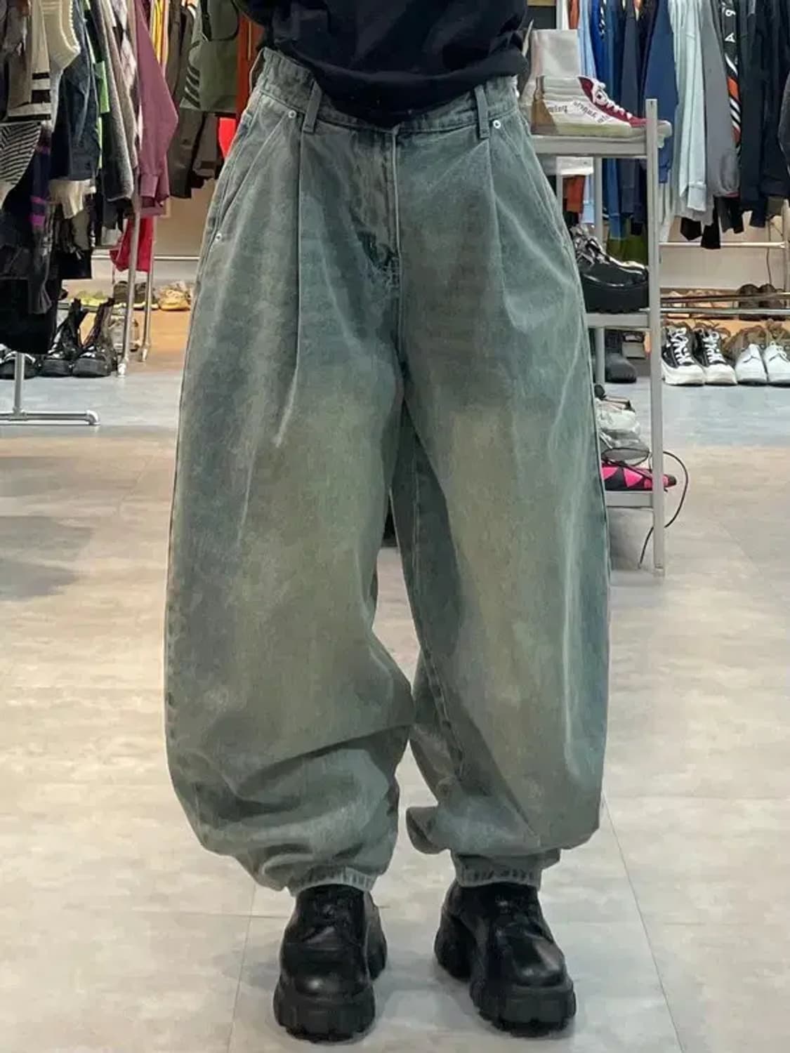 스몰 엑스톤즈 XTONZ 빅 와이드 벌룬 데님 팬츠 블루 상품이미지1