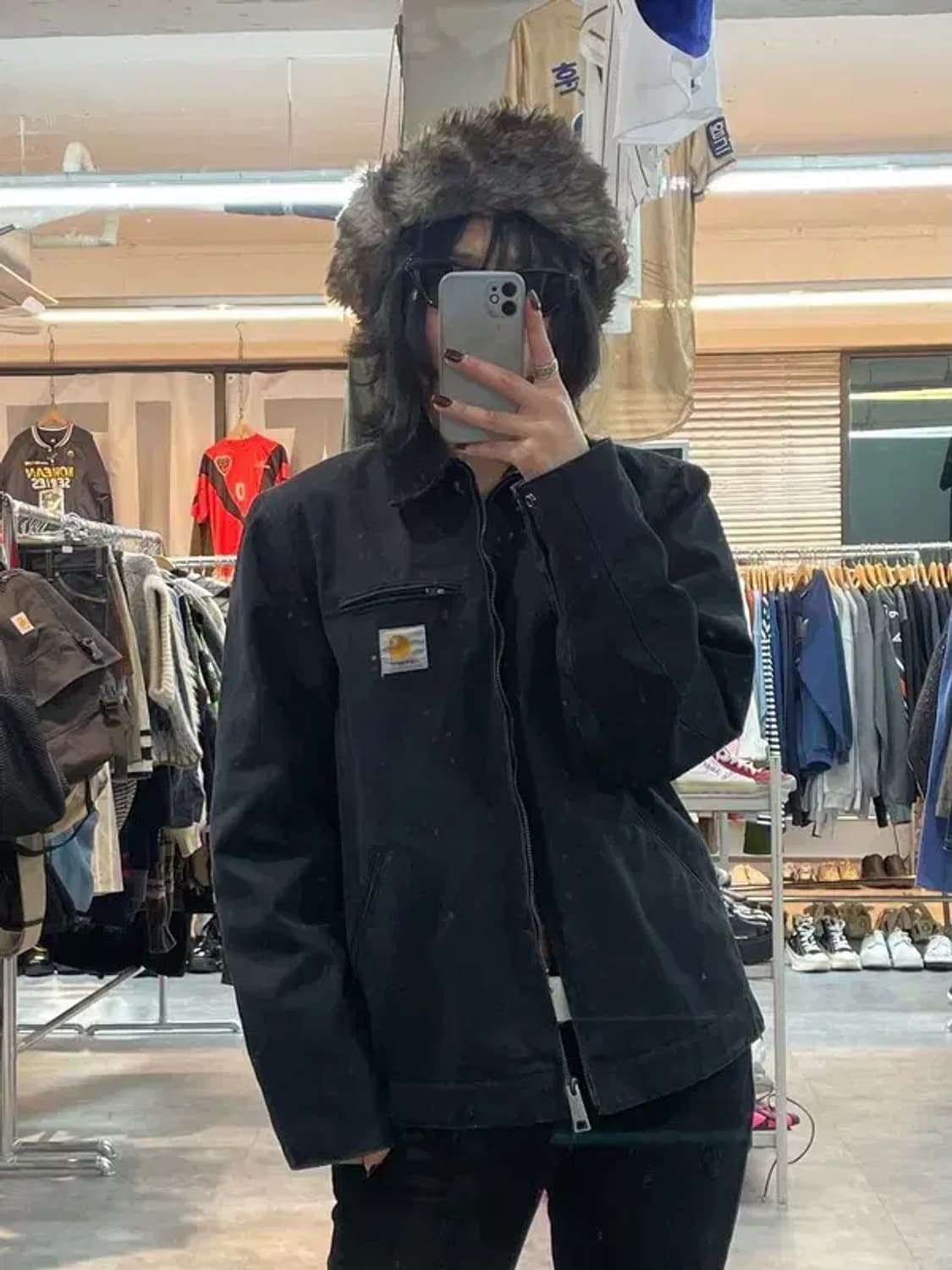 스몰 칼하트 올드스쿨 디트로이트 자켓 블랙 빈티지 상품이미지1