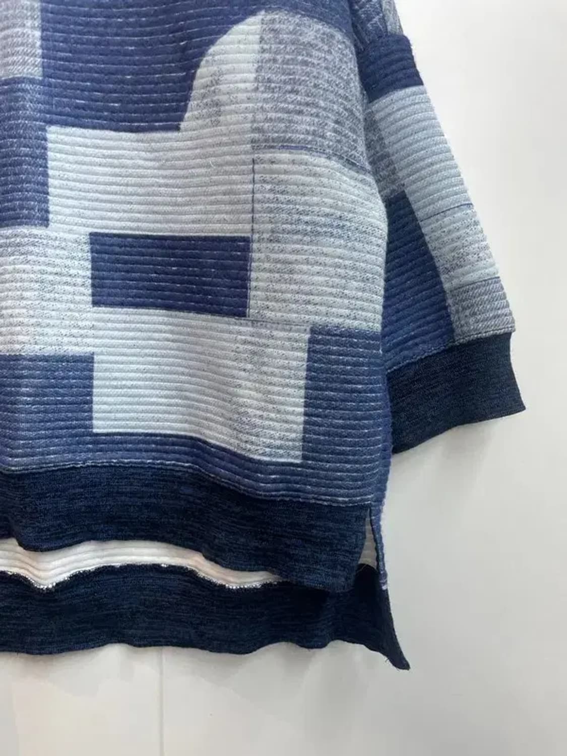 일본 VTG 프리 여자 패치워크 크롭 스웨트셔츠 블루 상품이미지3