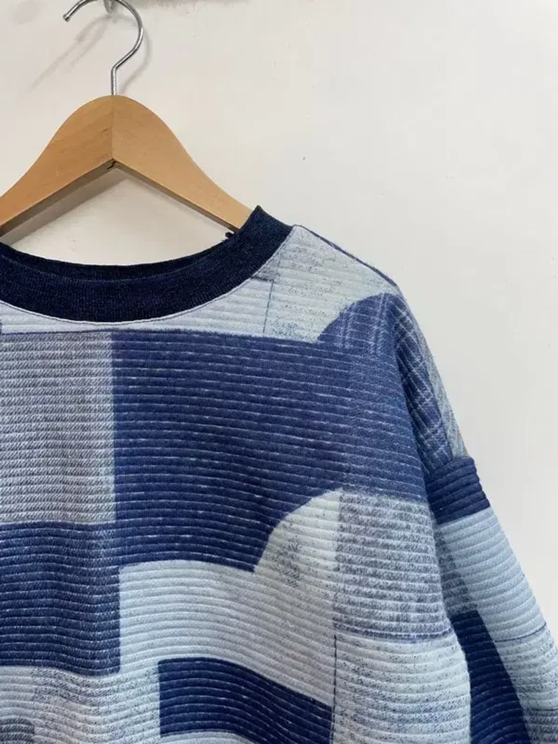 일본 VTG 프리 여자 패치워크 크롭 스웨트셔츠 블루 상품이미지4