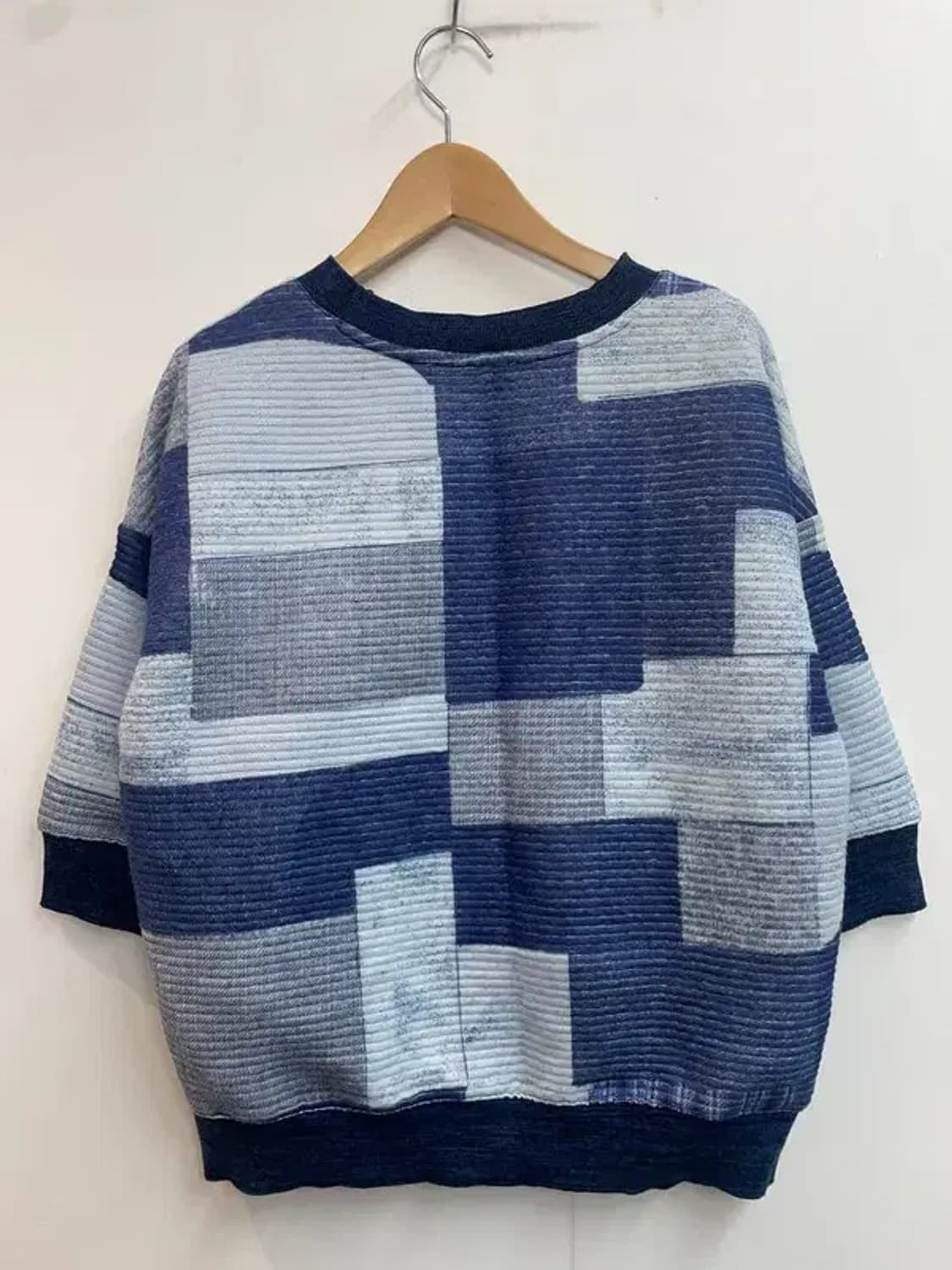 일본 VTG 프리 여자 패치워크 크롭 스웨트셔츠 블루 상품이미지5