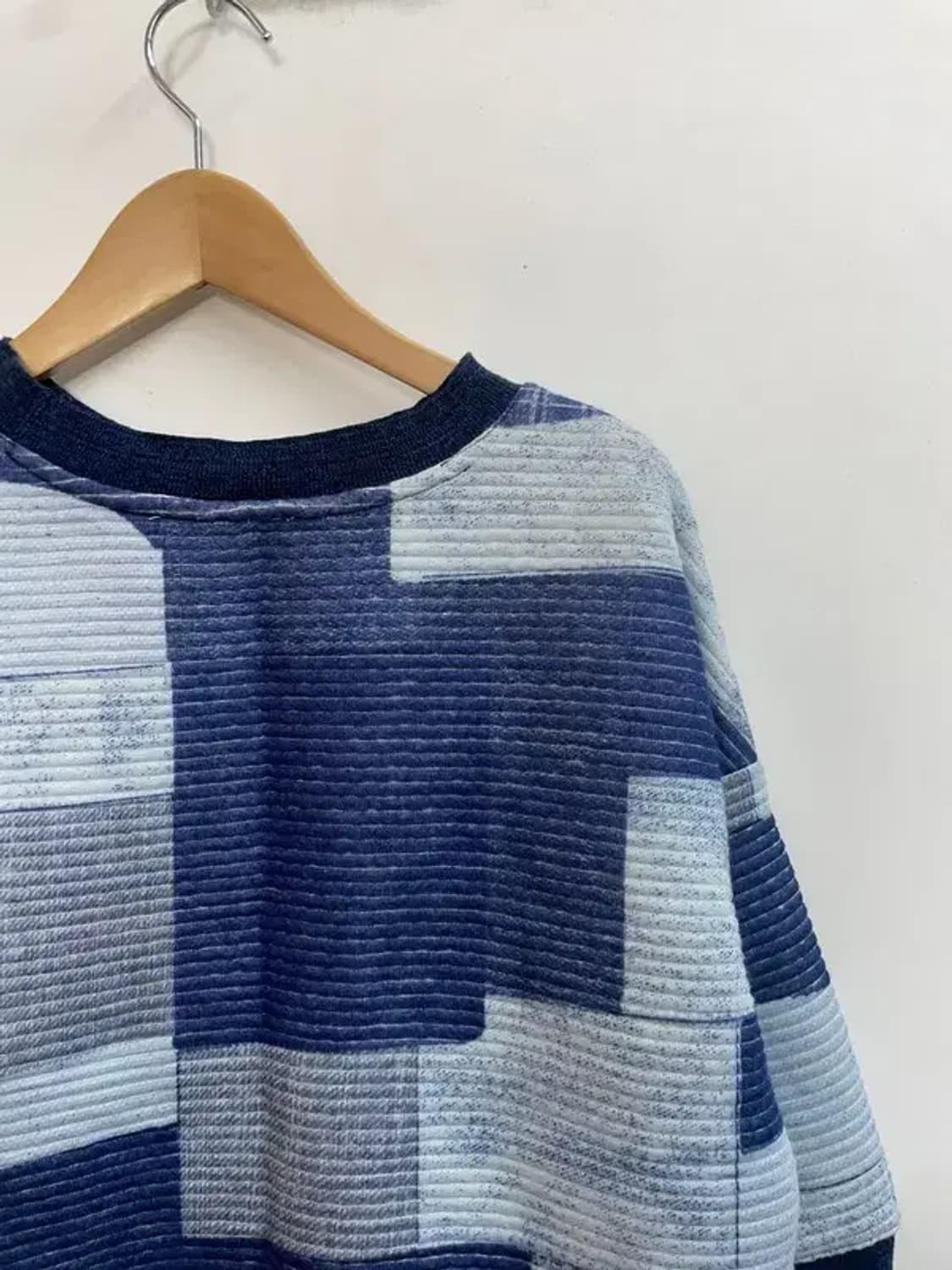 일본 VTG 프리 여자 패치워크 크롭 스웨트셔츠 블루 상품이미지7