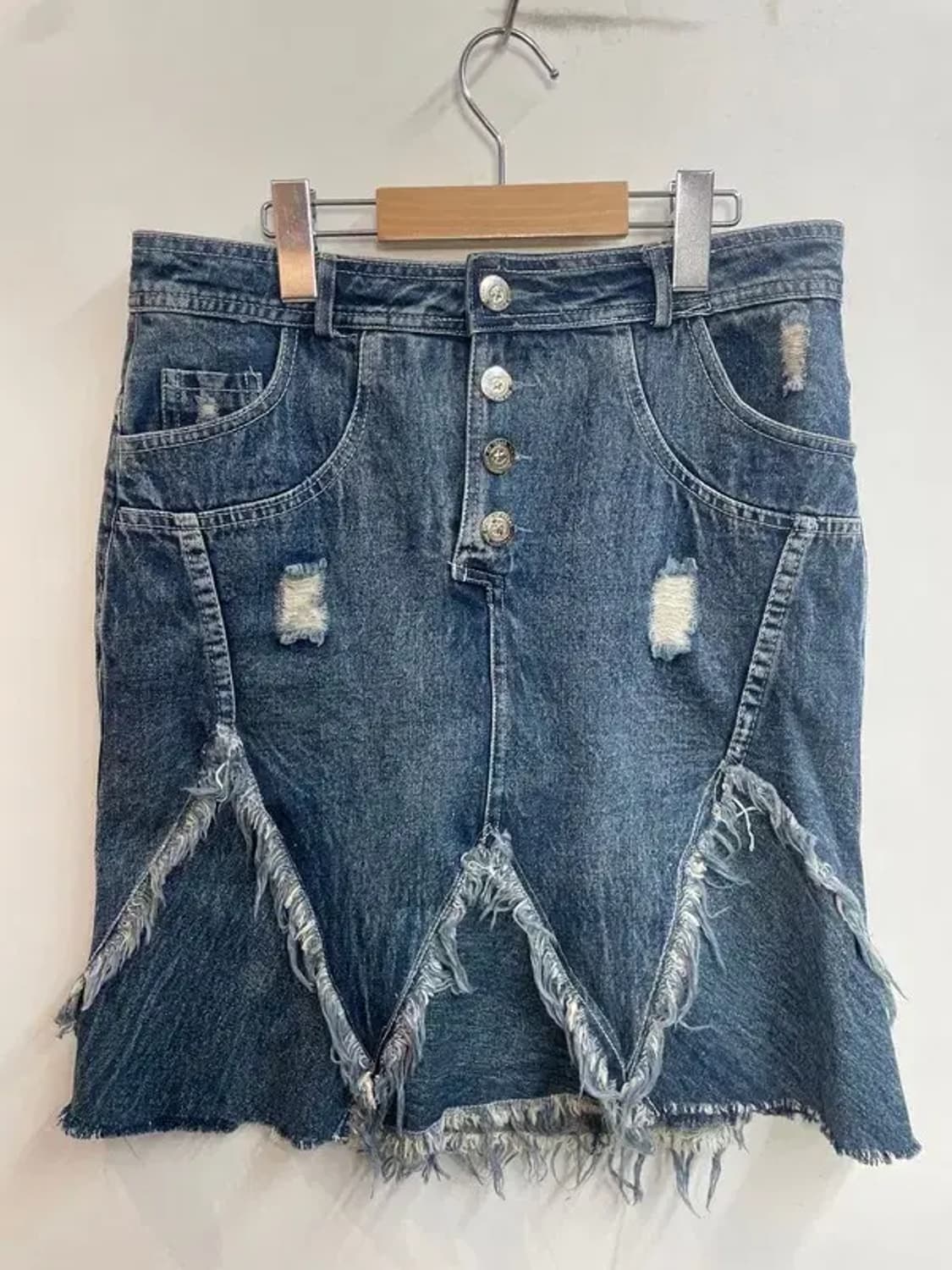 라지 여자 빈티지 워싱 하이웨스트 머메이드 데님 스커트 상품이미지2