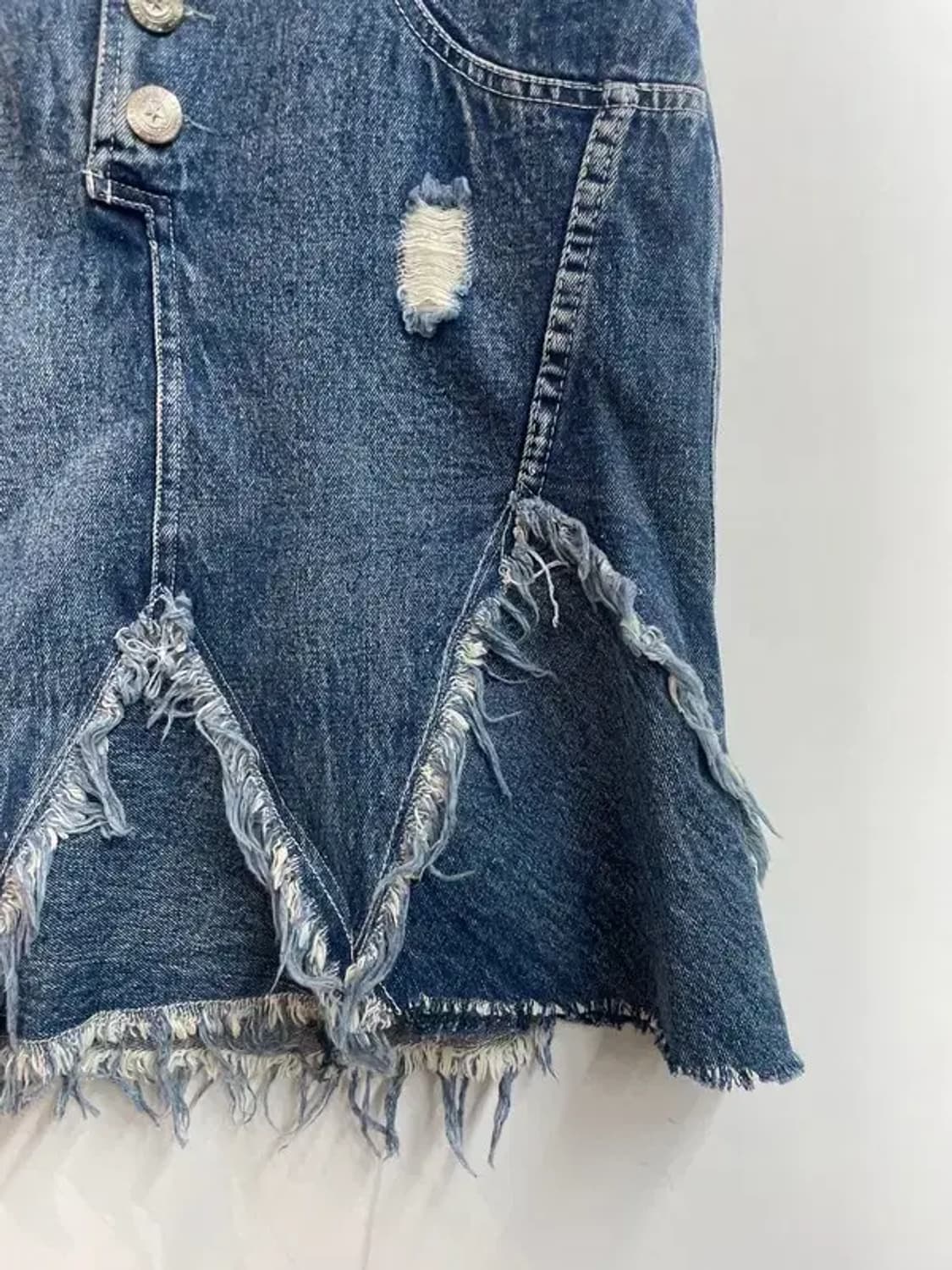 라지 여자 빈티지 워싱 하이웨스트 머메이드 데님 스커트 상품이미지3