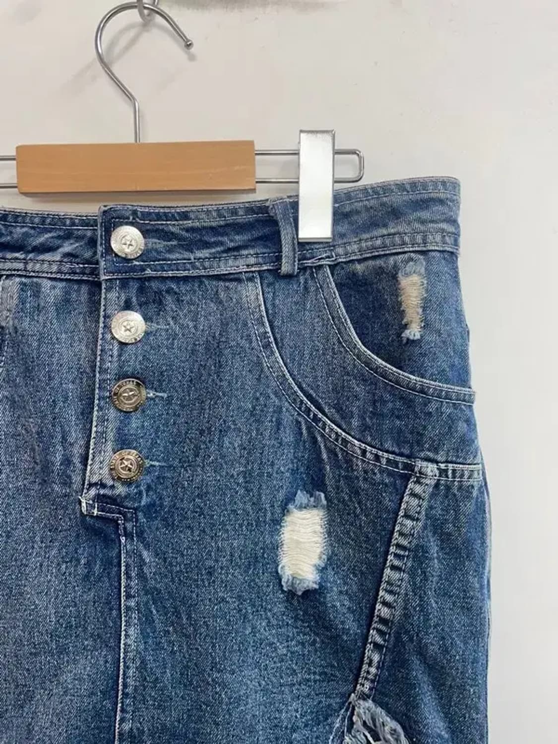 라지 여자 빈티지 워싱 하이웨스트 머메이드 데님 스커트 상품이미지4