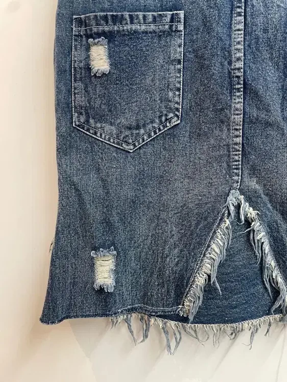 라지 여자 빈티지 워싱 하이웨스트 머메이드 데님 스커트 상품이미지8