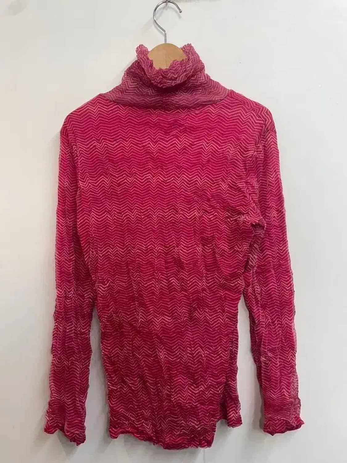 프리 여자 메쉬 터틀넥 긴팔 티셔츠 핑크 상품이미지2