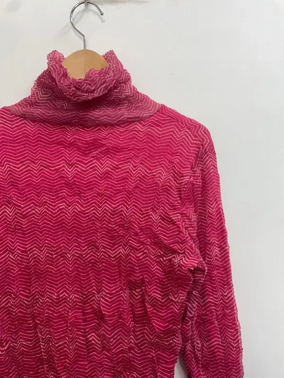 프리 여자 메쉬 터틀넥 긴팔 티셔츠 핑크 상품이미지4