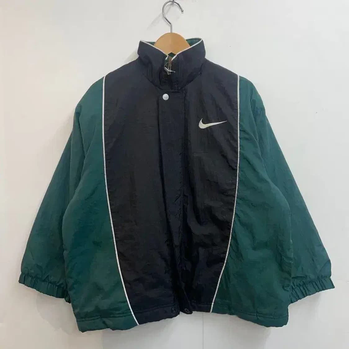 미디움 빈티지 나이키 올드스쿨 90s 배색 바람막이 재킷 그린 상품이미지2