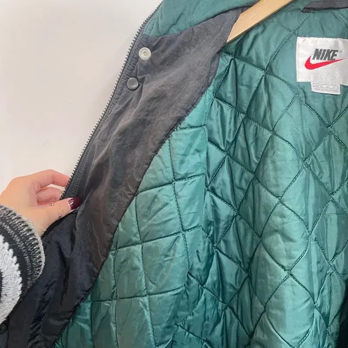 미디움 빈티지 나이키 올드스쿨 90s 배색 바람막이 재킷 그린 상품이미지8
