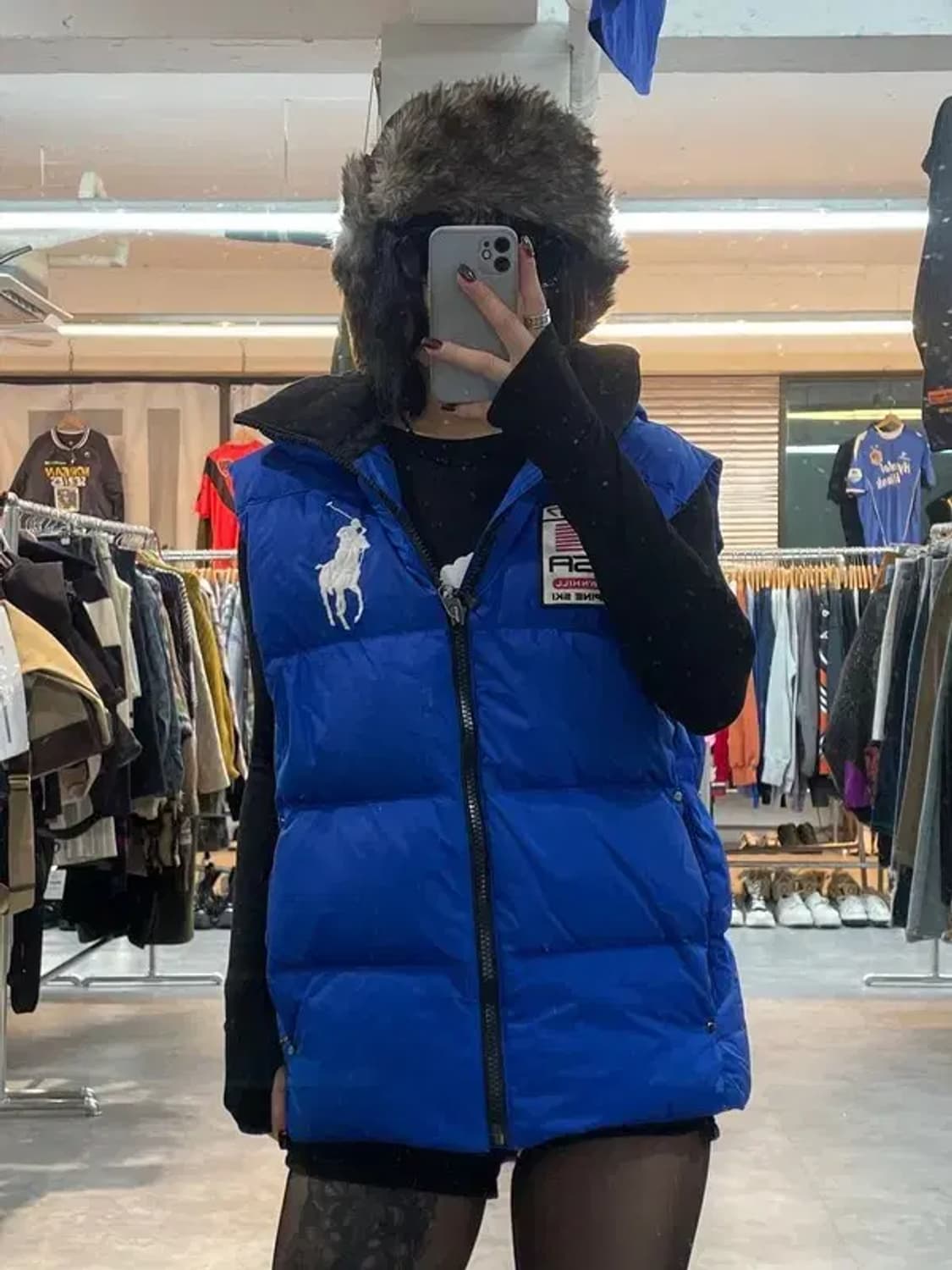 미디움 폴로 랄프 로렌 빅 포니 알파인 스키 패딩 조끼 블루 상품이미지1