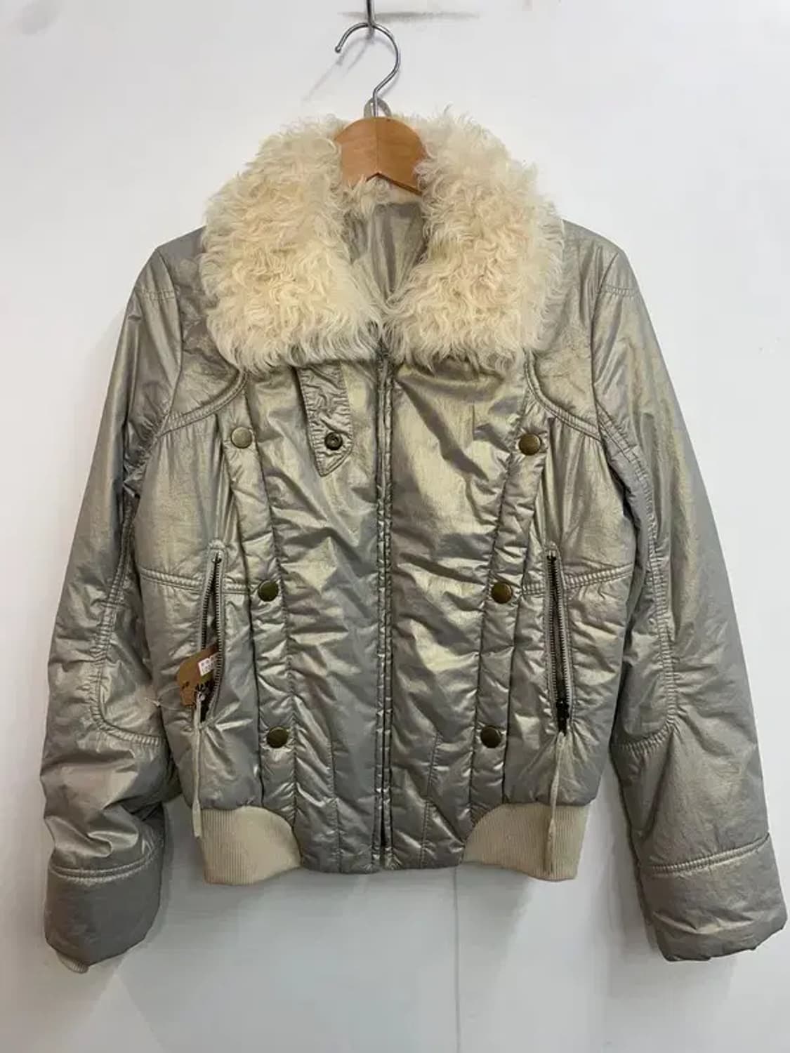 95 시스템 여성 유광 레더 양털 자켓 상품이미지2