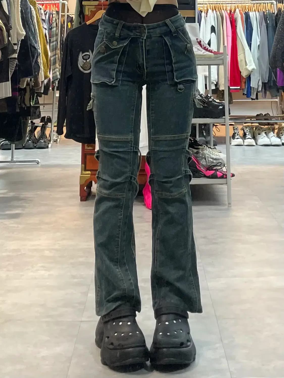 24 25 인치 여자 jpn 와이드 데님팬츠 상품이미지1