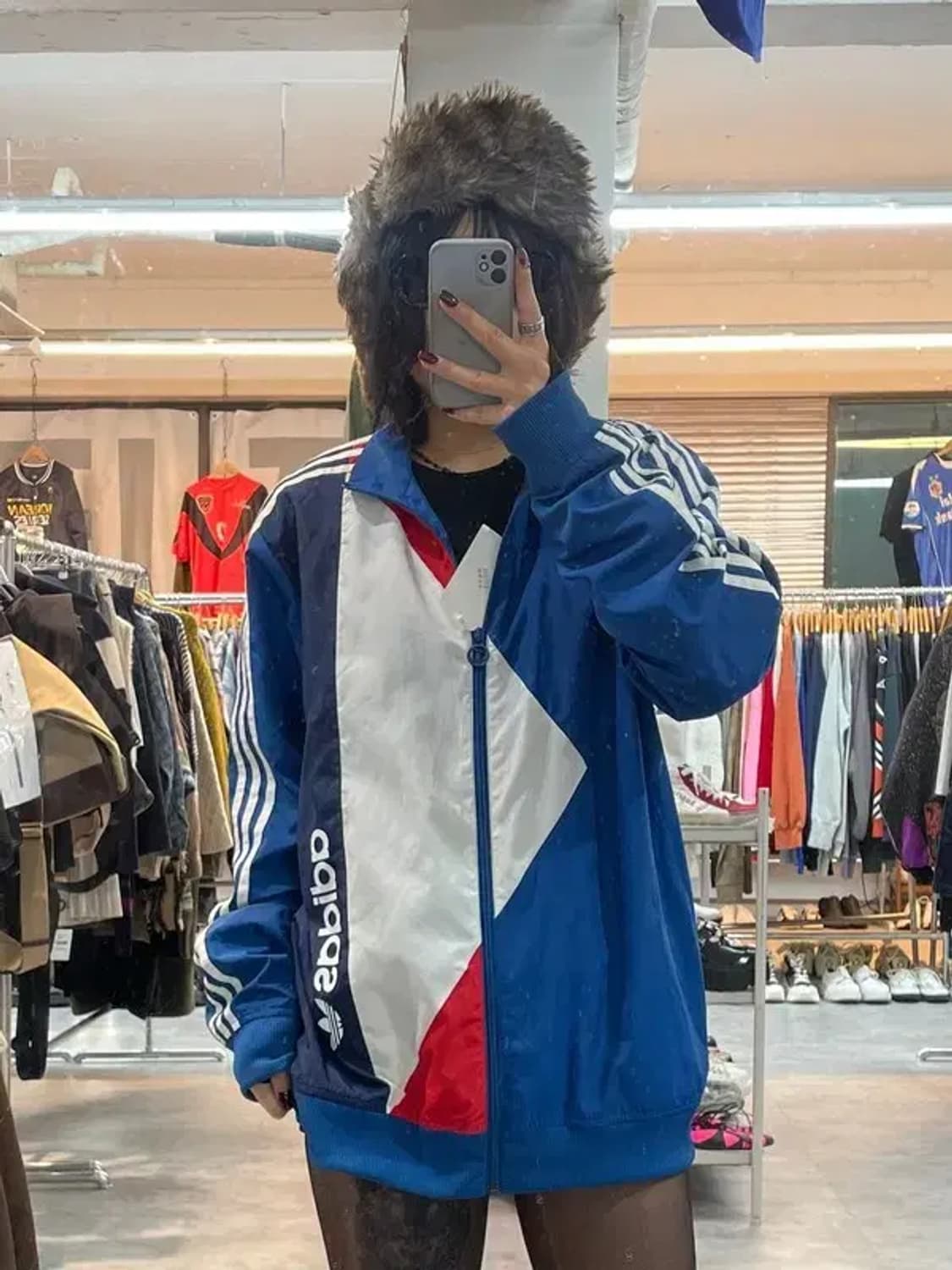 라지 아디다스 오리지널스 블루 윈드러너 바람막이 자켓 블루 상품이미지1