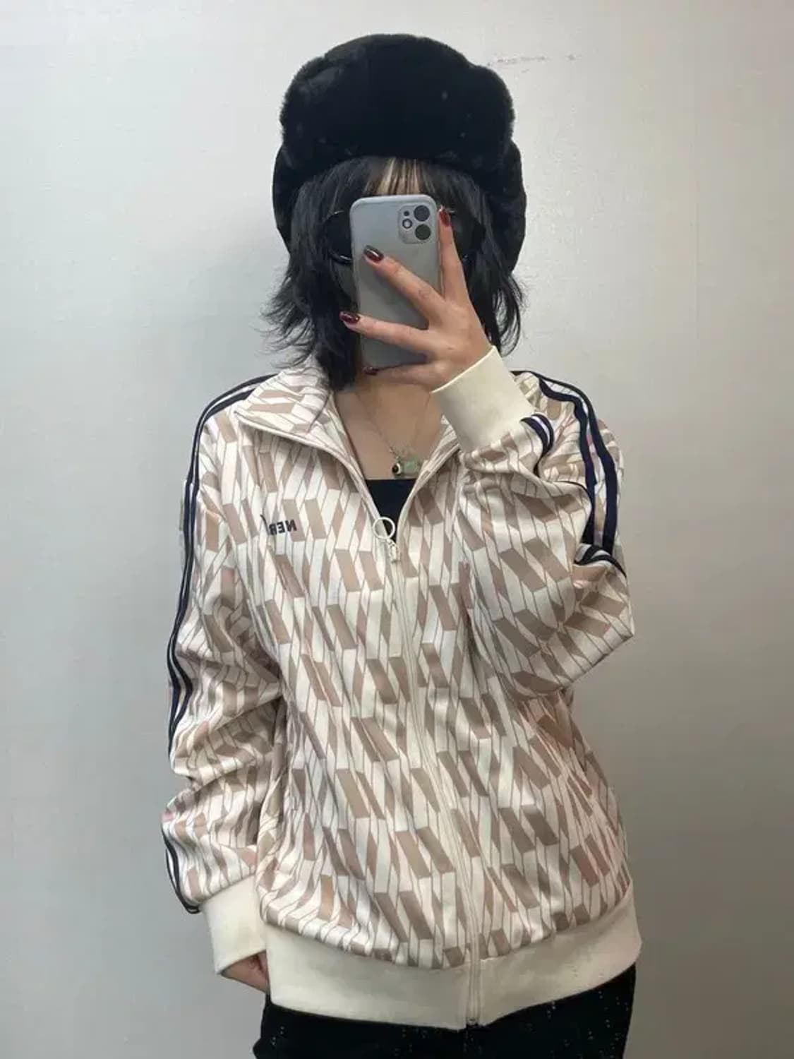 스몰 널디 패턴 오버핏 집업 져지 상품이미지1