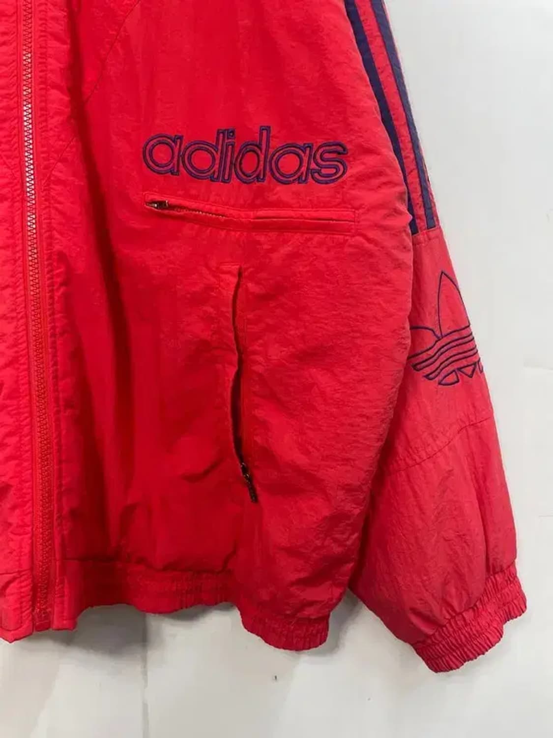 105 아디다스 90s 제우교역 파이어버드 나일론 올드스쿨 누빔점퍼 자켓 상품이미지3
