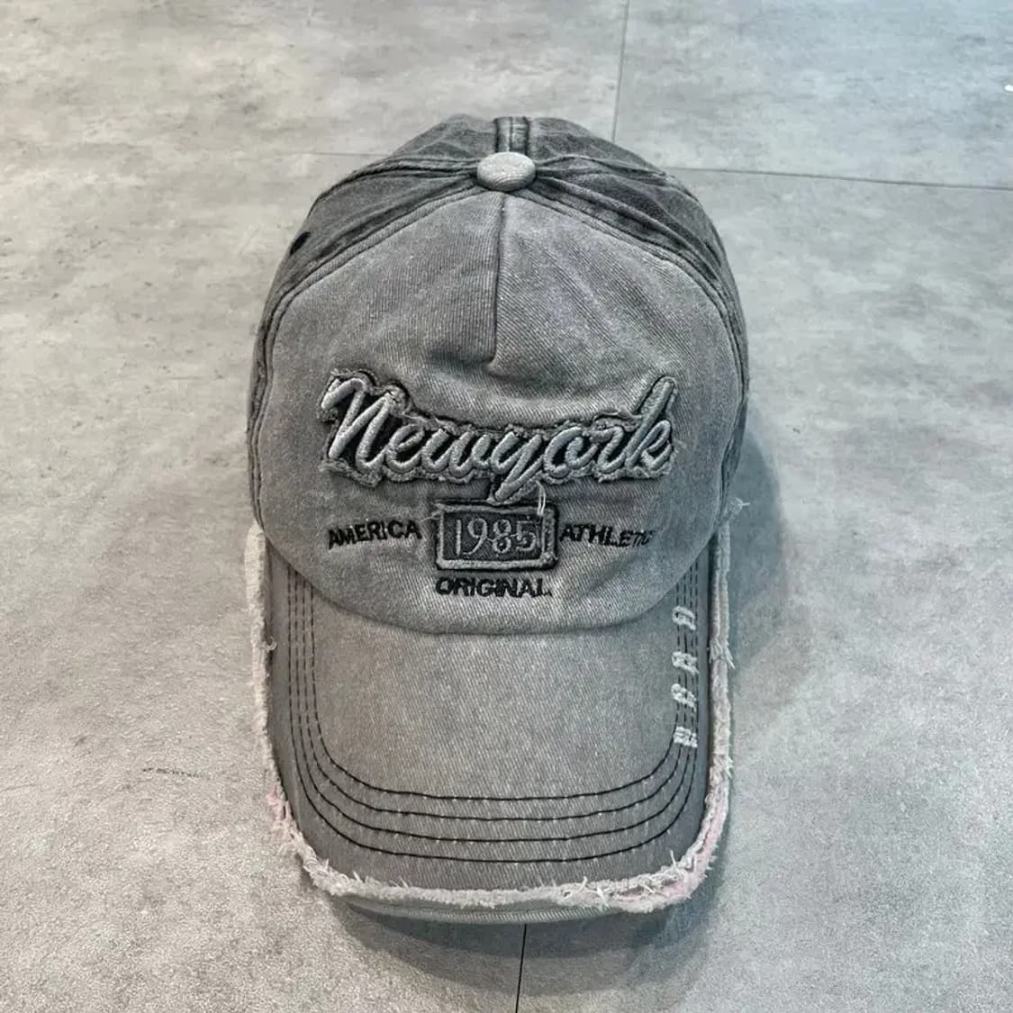 vtg 1985 워싱 데님 볼캡 모자 그레이 상품이미지2
