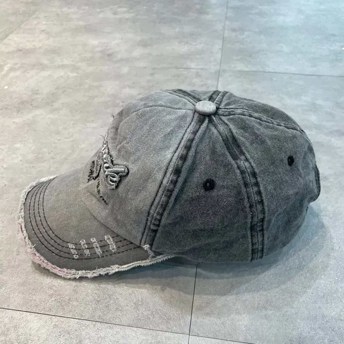vtg 1985 워싱 데님 볼캡 모자 그레이 상품이미지3