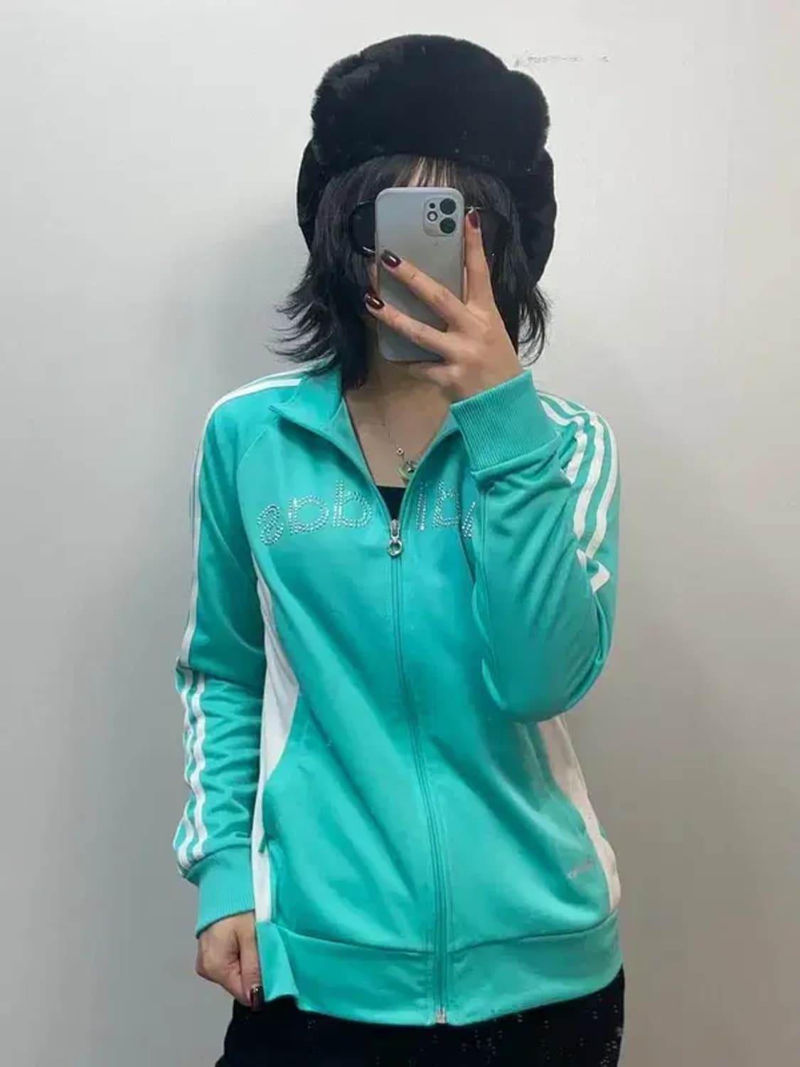 90 아디다스 우먼스 글리터 트랙탑 져지 에메랄드 상품이미지1