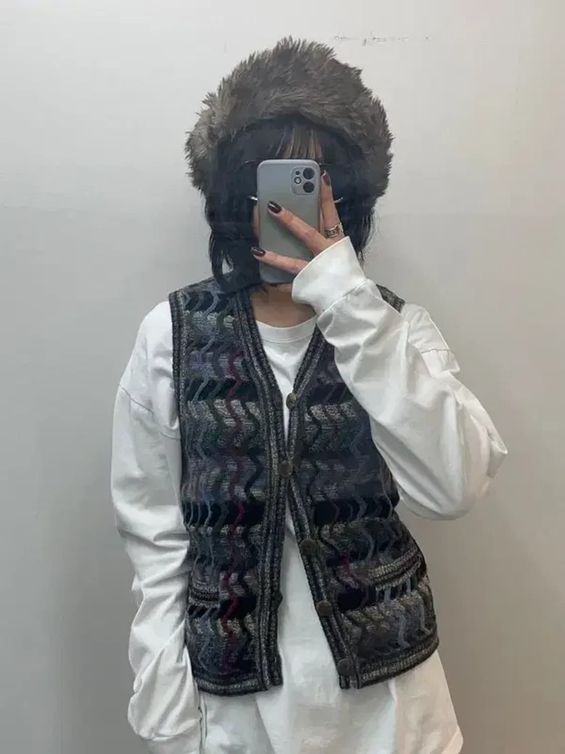 90s 미쏘니 패턴 여자 니트 조끼 베스트 상품이미지1