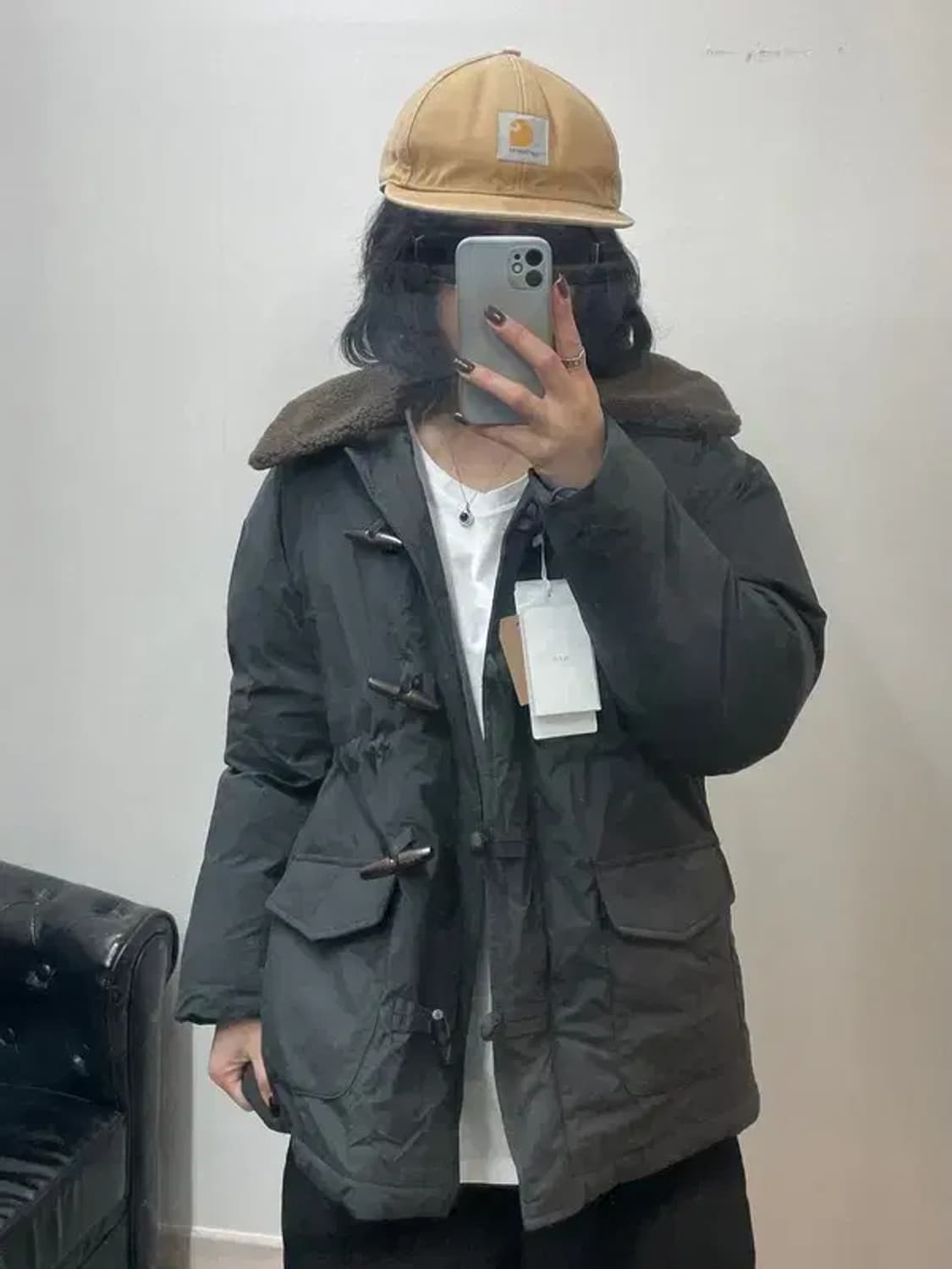 스몰 미사용 오로 시어링 하프 칼라 떡볶이 패딩 점퍼 상품이미지1