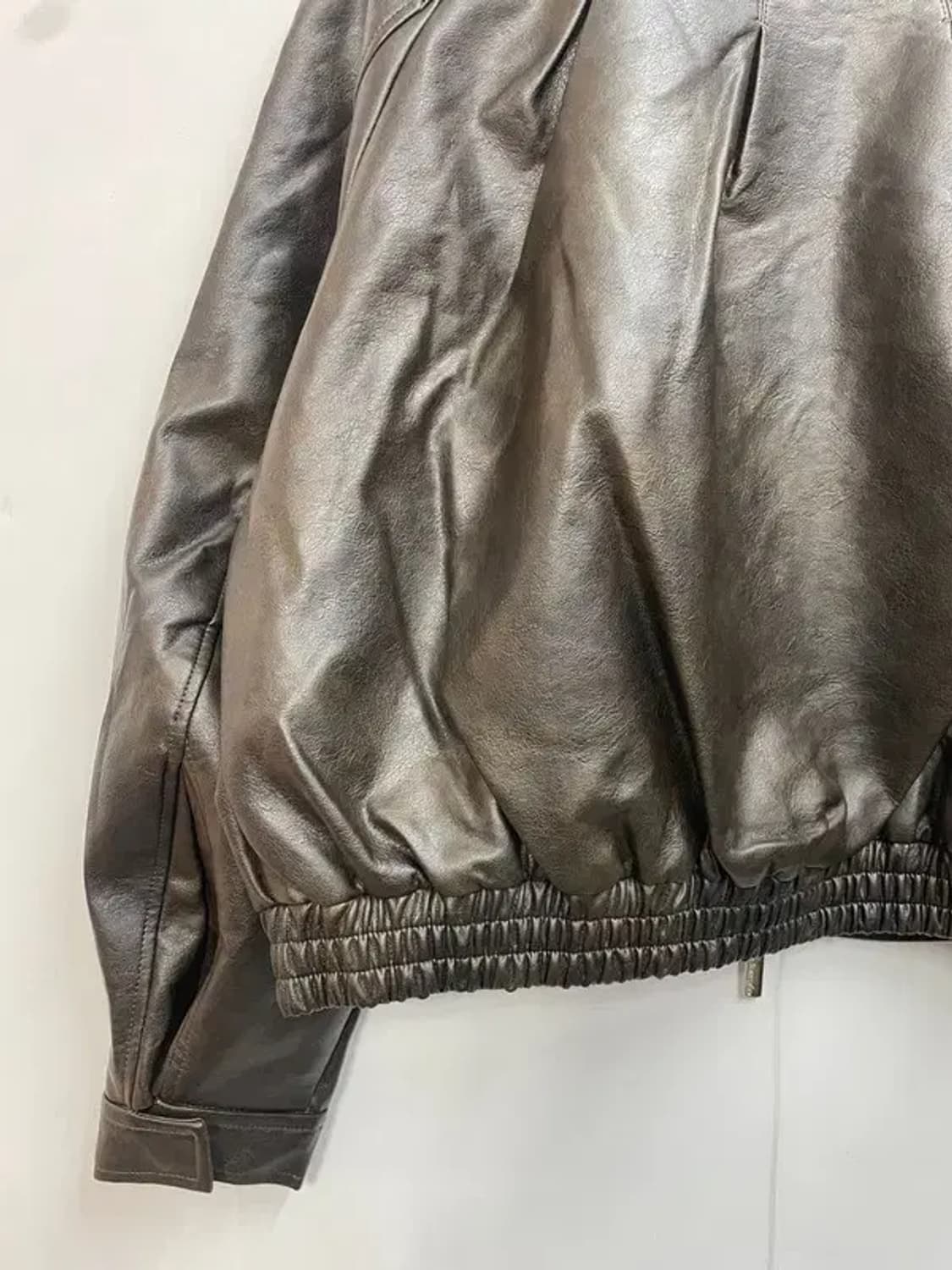 프리 미사용 새상품 마조네 플리프 레더자켓 브라운 상품이미지10