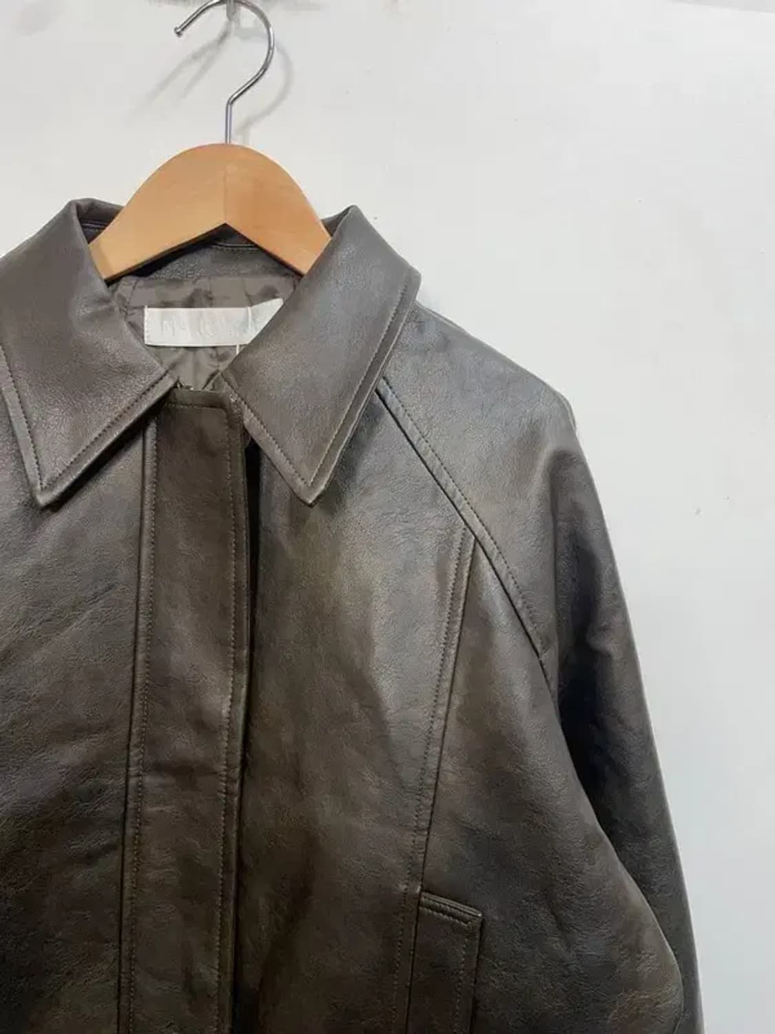 프리 미사용 새상품 마조네 플리프 레더자켓 브라운 상품이미지4