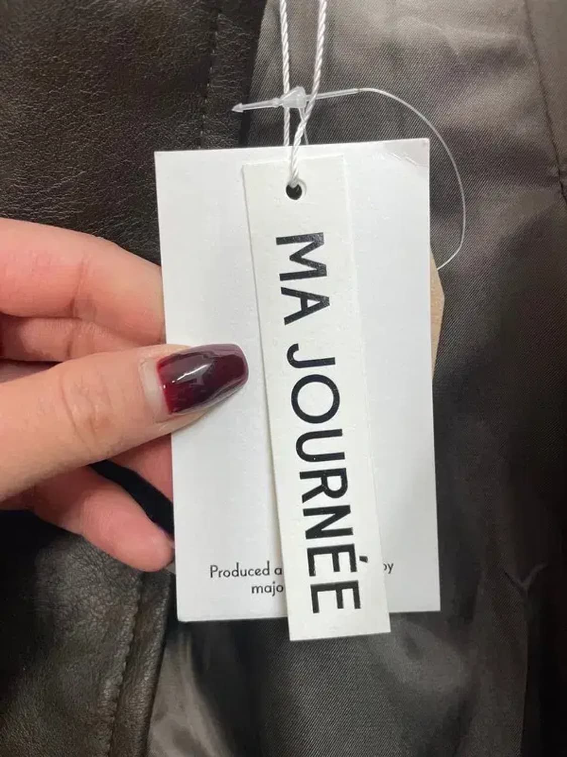 프리 미사용 새상품 마조네 플리프 레더자켓 브라운 상품이미지6