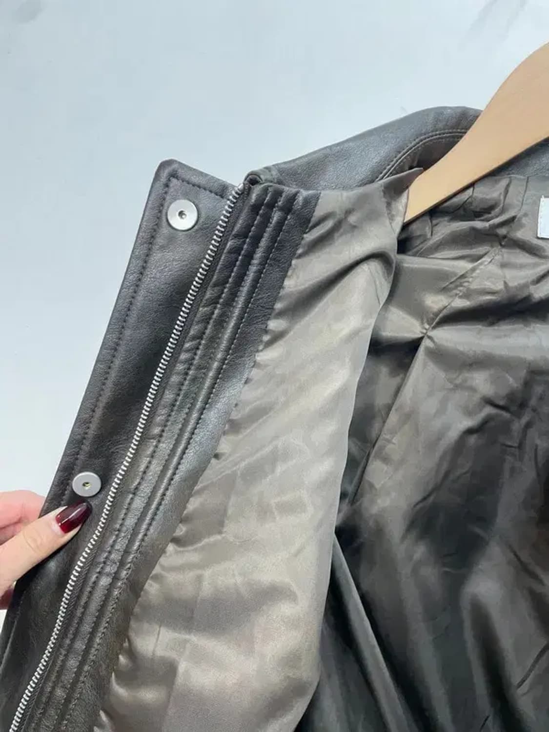 프리 미사용 새상품 마조네 플리프 레더자켓 브라운 상품이미지7