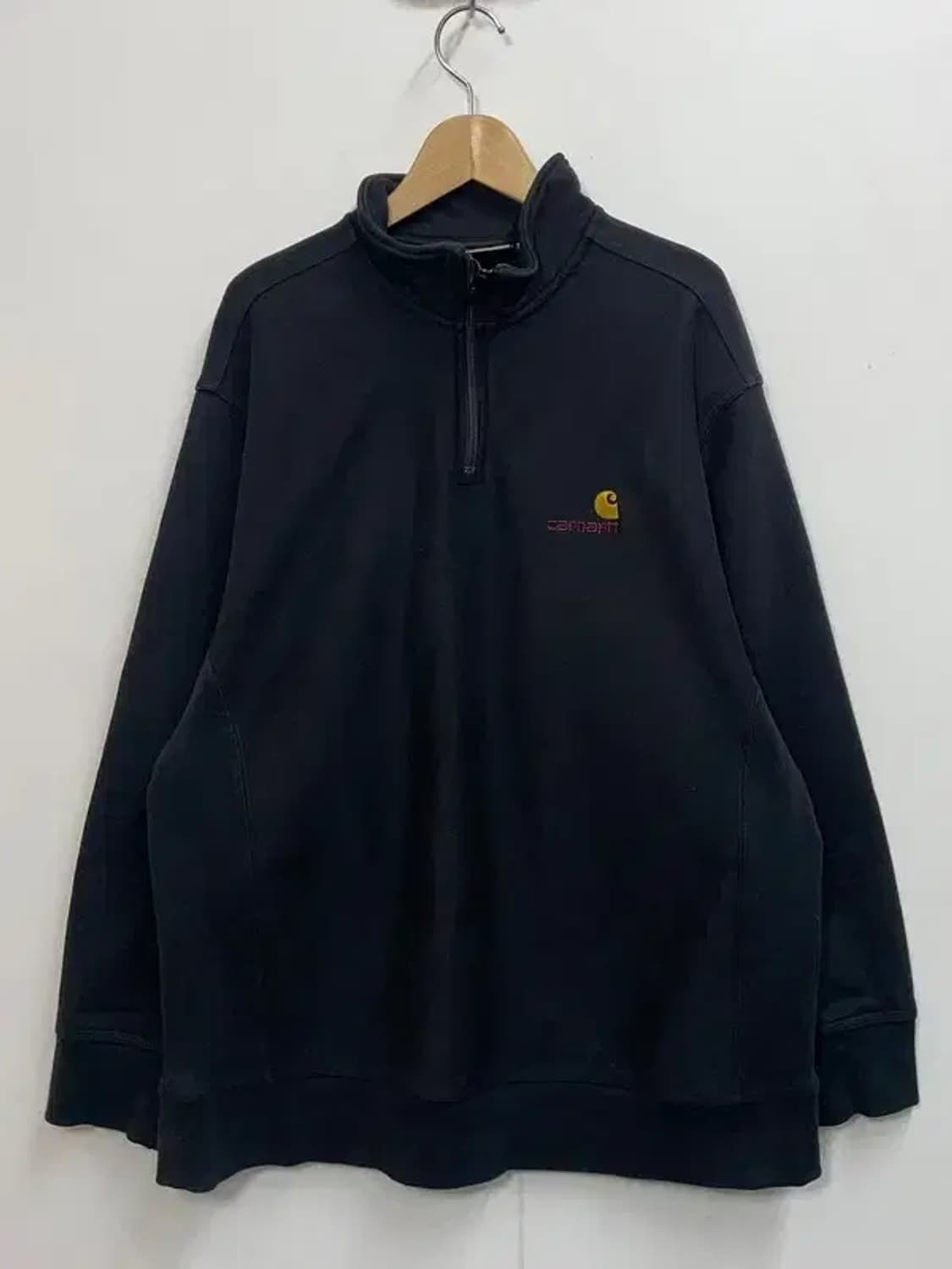 라지 칼하트 WIP 하프 집 아메리칸 스크립트 스웨트셔츠 블랙 상품이미지2